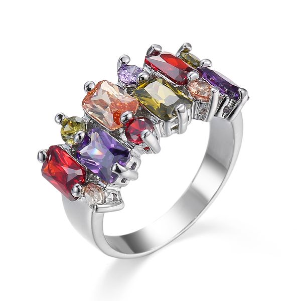 

ring creative jewelry women's color zircon, Slivery;golden