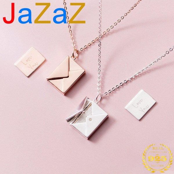 

chains a00920 jazaz 925 sterling silver jewelry square confession love letter envelope pendant necklace custom lettering on the back