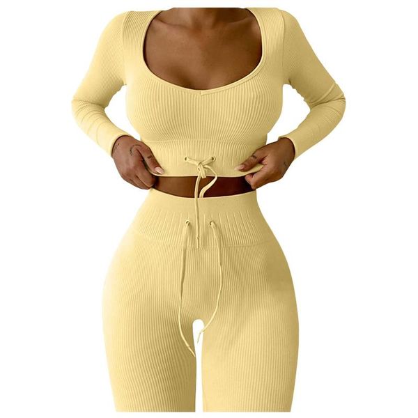 

women's two piece pants sportwear pant sets tracksuit solid color drawstring skinny suits high waist pencil women chandals mujer, White
