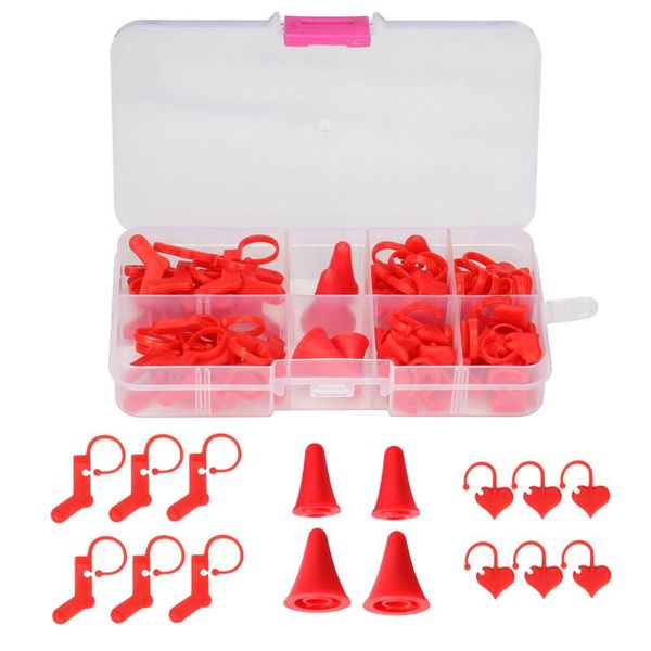 

sewing notions & tools 80 pcs weave locking stitch markers buckle plastic knitting tool needle point protectors cap crochet latch clip sign, Black