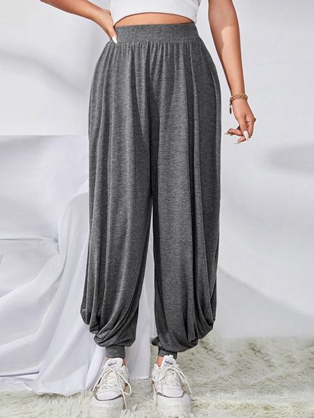 

high waist marled pants d3m8#, Black;white