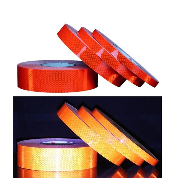 Alta intensidade diamante grau de diamante tape tráfego caminhão moto roda super forte laranja estrada segurança aviso conspicuidade refletem fitas adesivas