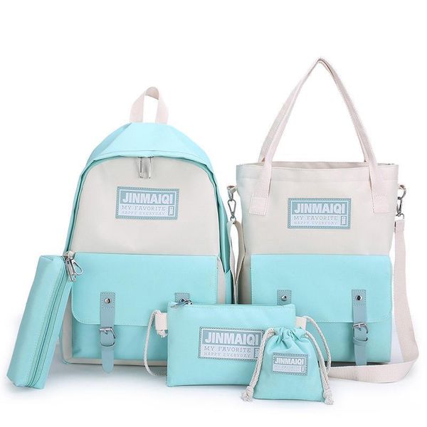 

fashion women backpacks 4 set school bag mixed color large capacity college backpack for teenager girl shoulder