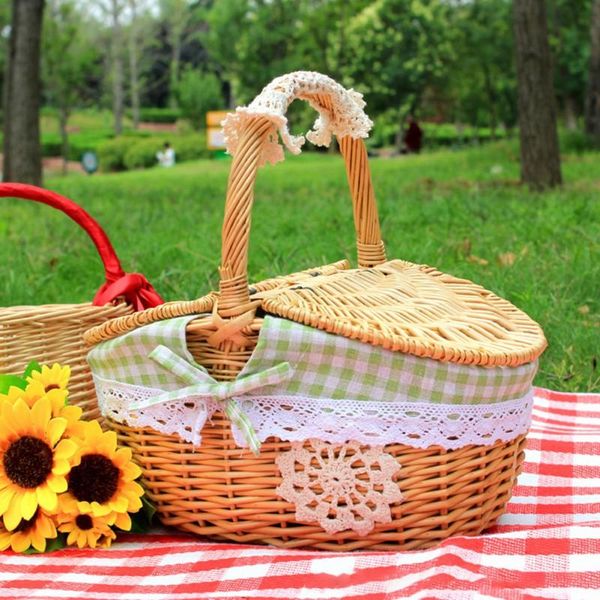 

storage baskets woven wicker picnic basket creative tote camping home furnishing products, suitable for a variety of scenarios