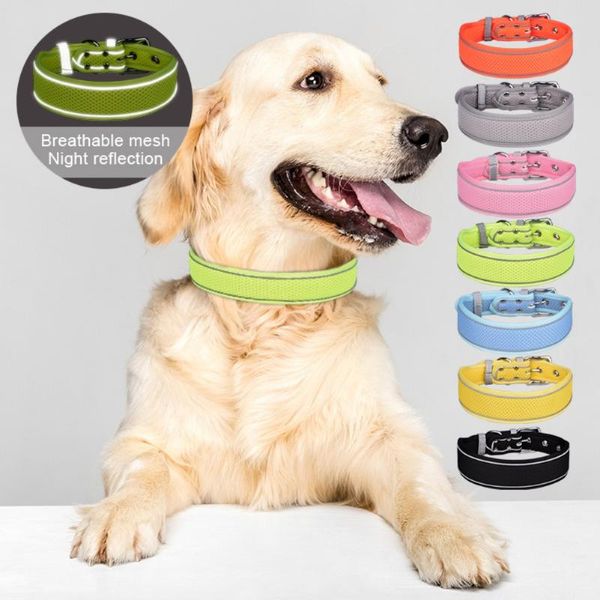 

dog collars & leashes breathable collar reflective night safety puppy neck strap for small medium chihuahua yorkie hiking training