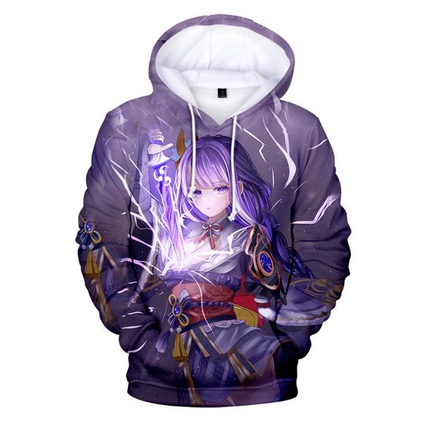 

men's hoodies & sweatshirts 2021 genshin impact raiden shogun 3d print streetwear sportswear harajuku women/men the hooded kids, Black