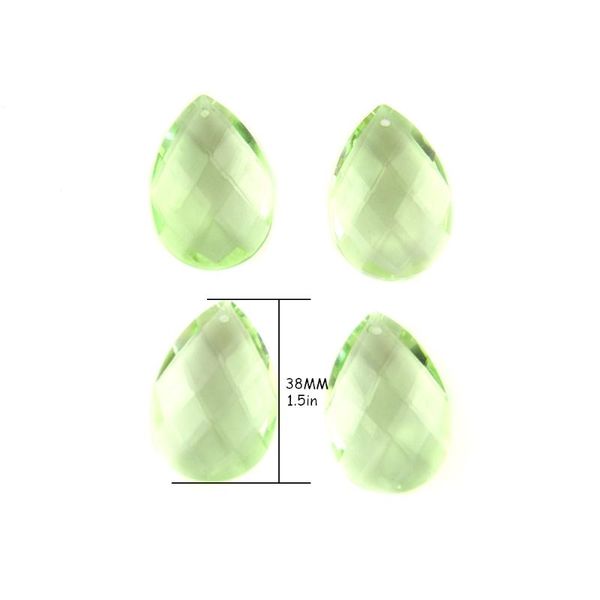 

38mm crystal almond prism teardrop chandelier lamp pendalogue parts accessories lt green 10pcs