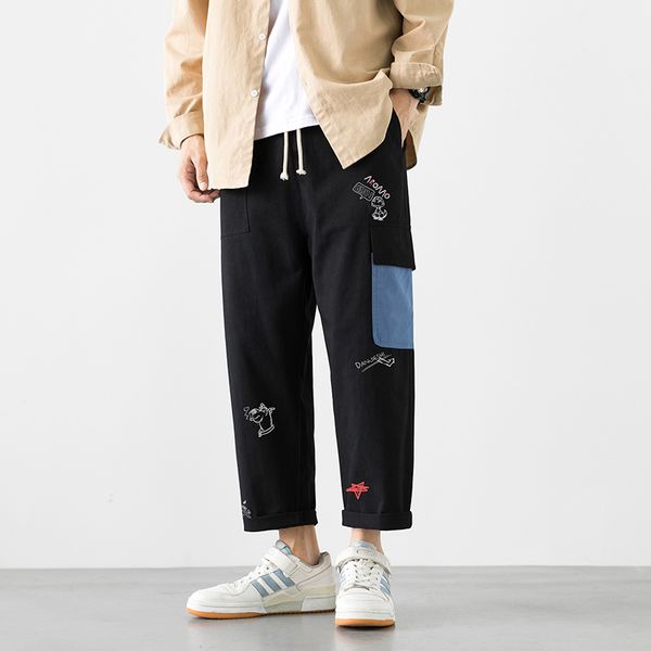 

2021 mens pants mens streetwear pants ankle length breathable casual pants outdoor jogger pant summer casual men clothing, Black