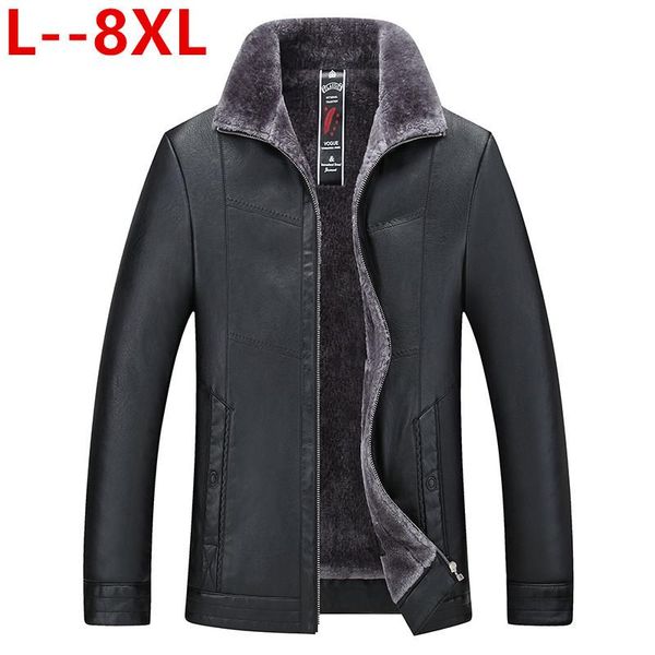 

men's fur & faux plus 8xl 6xl 5xl 4xl winter motorcycle male leather jacket men windbreaker pu jackets outwear warm baseball, Black