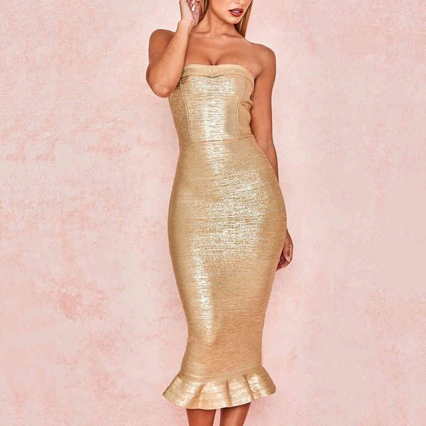 

dressesadyce 2021 new summer women gold runway bandage vestido sleeveless strapless club elegant celebrity party, Black;gray