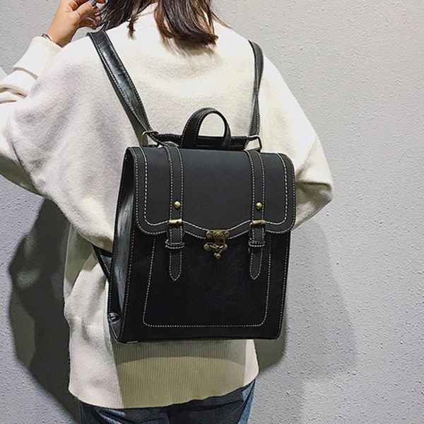 

backpack fashion vintage pu leather women and man preppy style backpacks school bag college girl shoulder bags