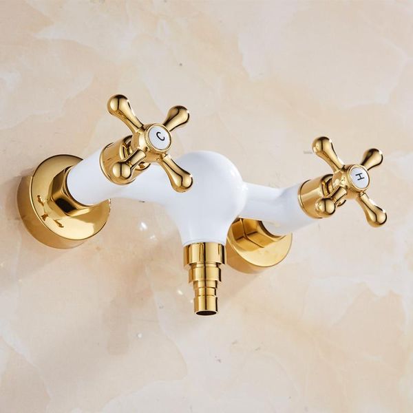 

washing machine faucet copper and cold mixer tap wall mounted dual handle 1/2 3/4 universality outdoor garden bathroom sink faucets