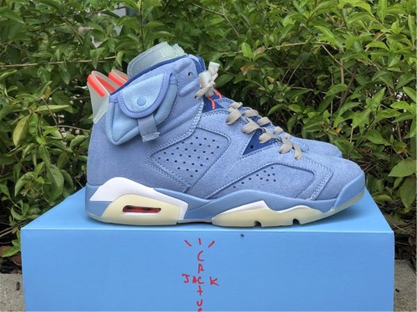 

new men women with box 6s basketball shoes travis scotts 6 university blue unc athletic shoes sports outdoors sneakers