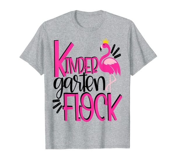 

kindergarten flock pink flamingo squad cute kids girls t-shirt, White;black