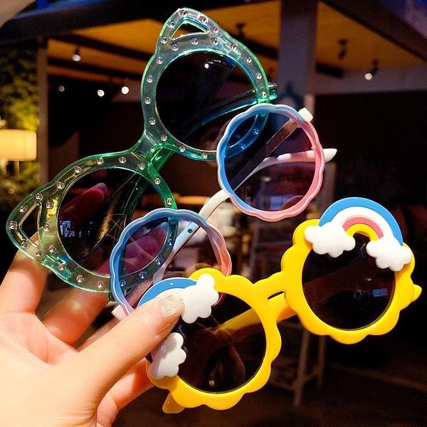 

sunglasses kids korean style glasses fashion trendy boy girl baby cartoon toy sun-shade, Blue
