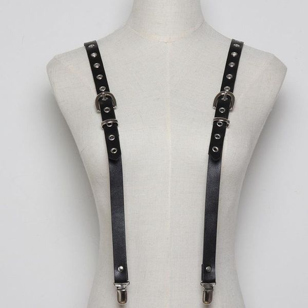

fashionable y-shape back suspenders pu leather men adjustable shoulder braces with clasp simple jeans shorts belt punk accessory belts, Black;brown