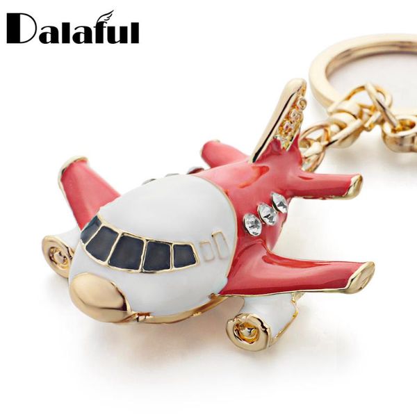 

keychains dalaful vivid enamel aircraft plane crystal keyrings purse bag pendant key chains holder rings for car k313, Silver