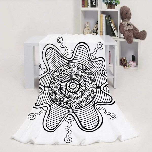 

coloring page abstract line art,house flannel throw microfiber blanket maze of ornaments 60''x80''(wxl)