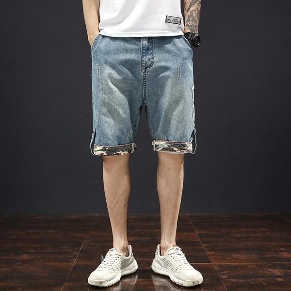 

men's jeans summer autumn blue cotton slim elastic business casual fashion male shorts classic style denim fifth pants