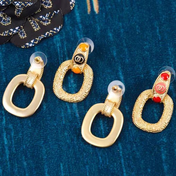 

2021 new square charm earrings brass material 18k gold plated irregular carving pattern designer earring ladies fashion personalized jewelry, Golden