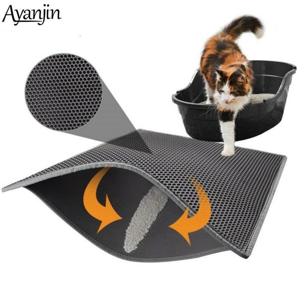 

cat beds & furniture pet litter mat waterproof eva double layer trapping box clean pad products for cats accessories