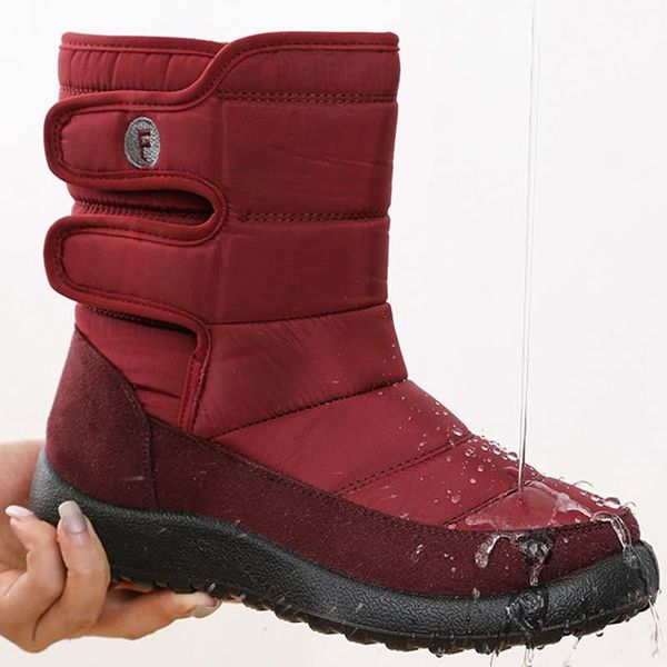 

boots winter women's waterproof women plush fur thick-soled increase shoes warm, Black