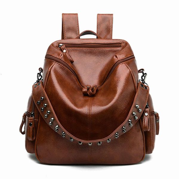 

fashion women's backpack rivet three-purpose travel backpack