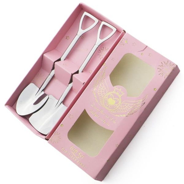 

dinnerware sets stainless steel shovel spoons creative tea spoon dessert cutlery set ice cream stirring bar accessory with gift box