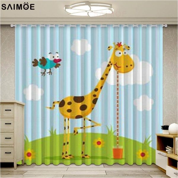 

curtain & drapes cartoon cute giraffe finished blackout curtains for kids children living room the bedroom window ultra-thin