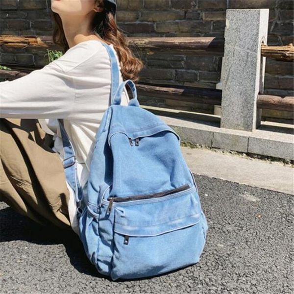

vintage style jeans backpacks bags large size school denim travel kroean drop m759