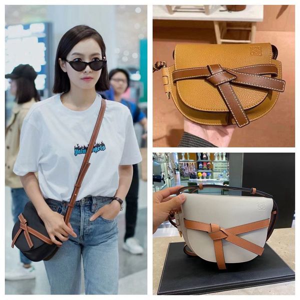 

handbag hookloewe / luo yiwei gate bagmini triangle saddle stitching half moon one shoulder messenger women's bag oeinluggage tag