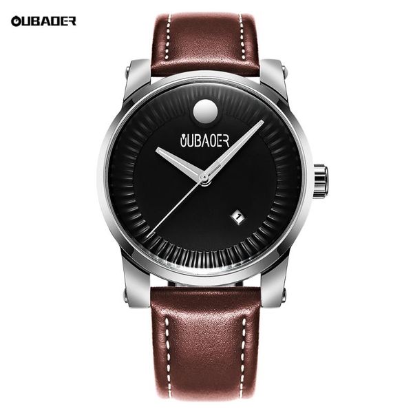 

wristwatches brand oubaoer men watches quartz chronograph watch leather casual luxurious creative clocks relogio masculino, Slivery;brown