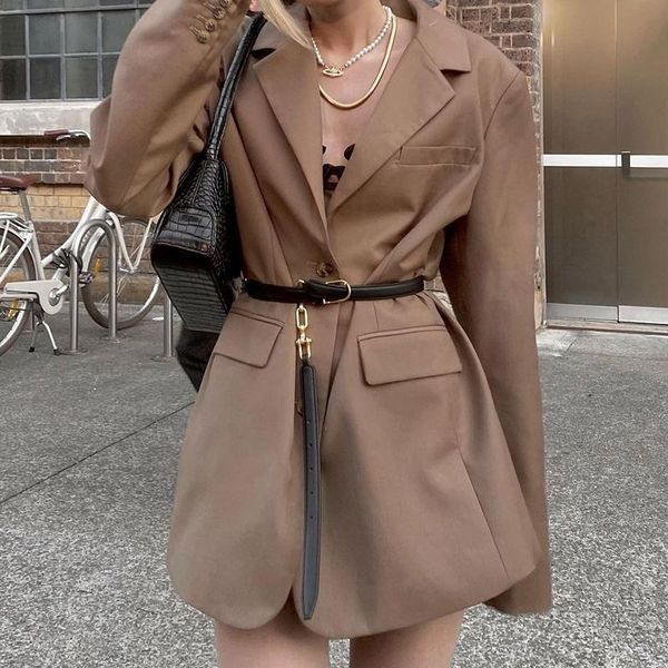 

women's suits & blazers women formal long fashion solid color sleeve loose style jackets spring fall ladies outfits suit coats streetwe, White;black