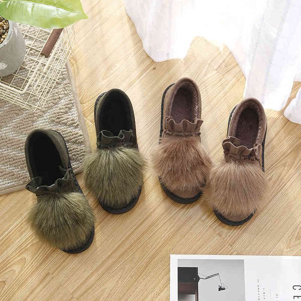 

autumn and winter cotton slippers women's bag heel thick bottom plush warm shoes home antiskid simple wear beans outside, Black