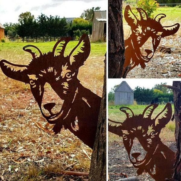 

garden decorations metal goat silhouettes fence decor ornament decoration 2021 outdoors statues q4i6