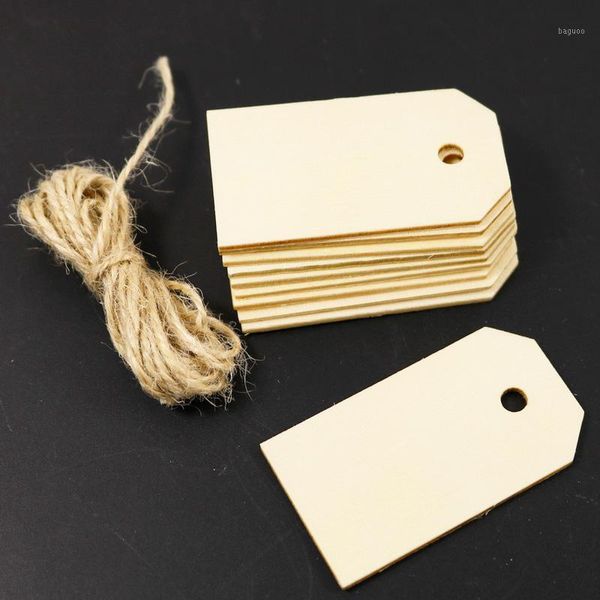 Marcador Em branco Bookmarks Criativo DIY Handmade Natural Gift Tag com String Artigos de papelaria Material de escritório 50 pcs