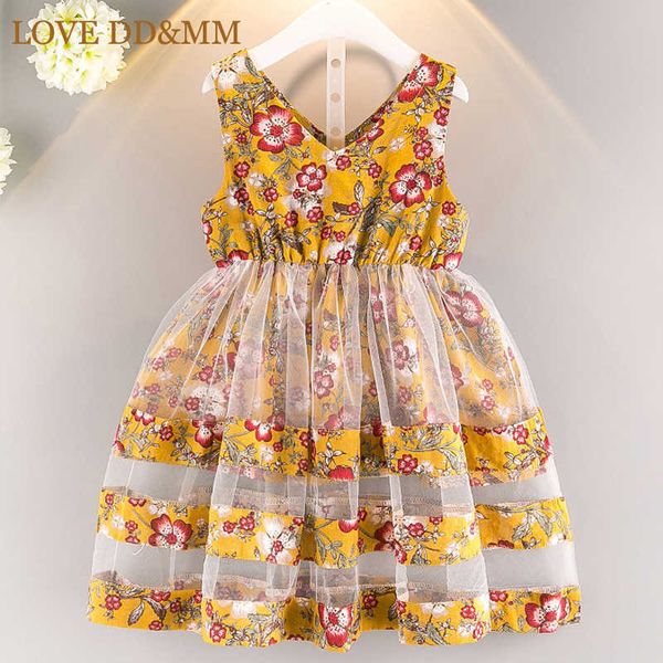 

love dd&mm girls clothing dresses summer girl fashion cute lace sleeveless princess dress 210715, Red;yellow