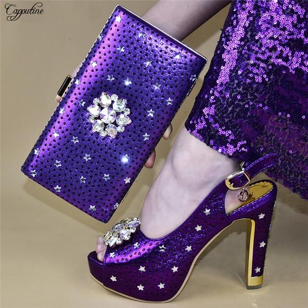 

dress shoes amazing and macthing bag set for party fashion high heels sandals with handbag 868-4 purple, Black