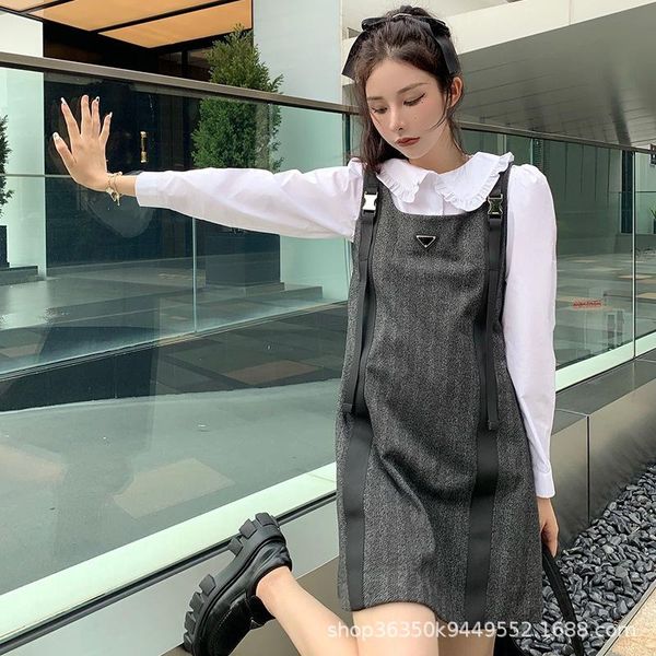 

women's wool & blends p family 2021 early autumn maoni suspender doll vest skirt triangular standard round neck sleeveless dress, Black