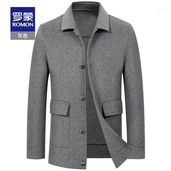 

men's wool & blends romon winter warm coat short business casual double-sided woolen 18hf261831, Black