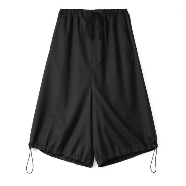 

men's pants pant skirt casual wide leg spring and autumn black elastic waist drawstring design bloomers