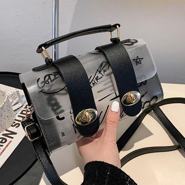 

evening bags fresh mini handbag for women 2021 fashion transparent jelly shoulder bag printing pillow crossbody fashionable purses