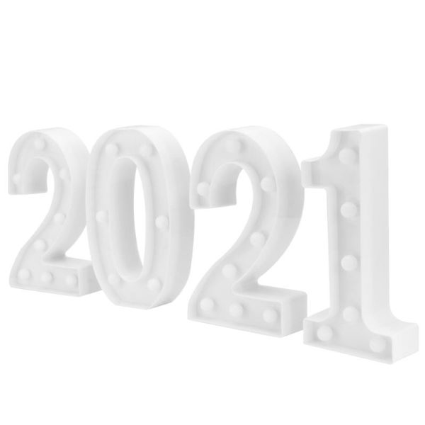 

4pcs 2021 led lamp year night light decor party number (white) novelty items