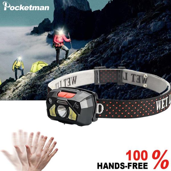 

powerful hands-headlight induction camping hiking led motion sensor head lamp usb rechargeable torch fishing light headlamps
