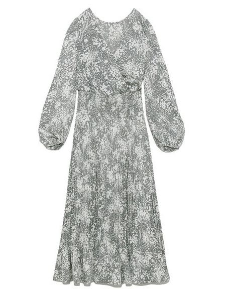 

2021kuzuwata elegant v neck chic print high waist dress 2021 spring french style vestidos puff sleeve aesthetic women dresses, Black;gray