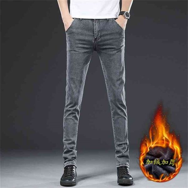 

winter plus velvet thick men's jeans casual all-match 210723, Blue