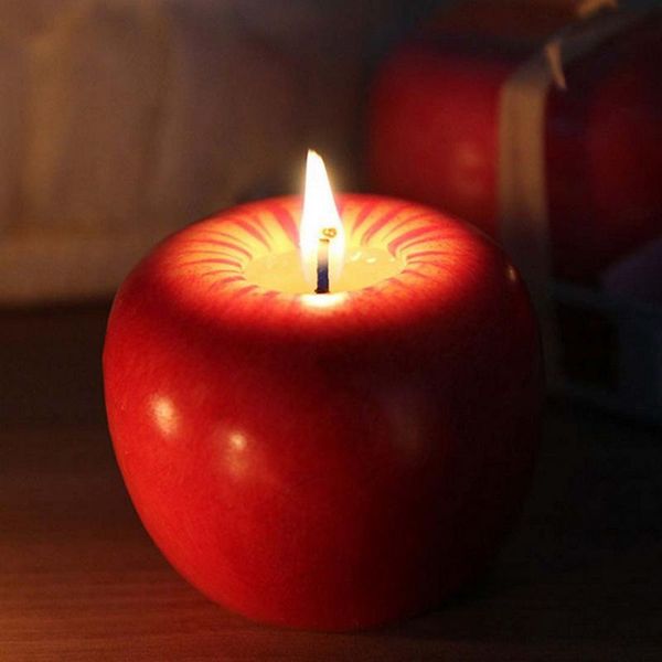 

fruit candles christmas simulation artificial apple shape eve wedding party decoartion supplies creative gift