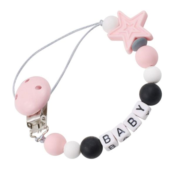 

pacifiers# 1pc baby pacifier chain silicone infant soother teether ring anti-drop strap clip (white)