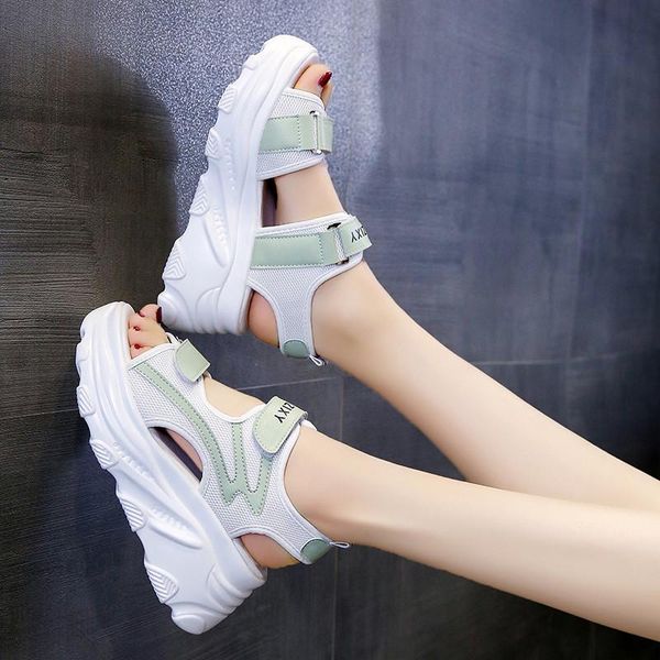 

summer thick bottom female sport sandals hollow out open toe platform shoes women wedge casual ladies beach, Black