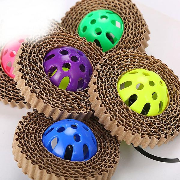 

cat toys 5 piece scratch boards corrugated paper with plastic bell balls